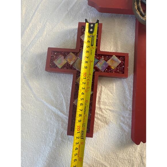 Set of 3 Western/Boho Cross Wall Decor – Red - Picture 5 of 7
